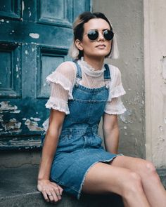 Style crush Looks Jeans, Mode Tips, 일본 패션, 2020 Style, Blazer Outfit, Fashion Blogger Style, Denim And Lace, Weekend Style, Denim Overalls