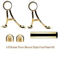 the four brass floor mount kit is ready to be installed in any size or shape