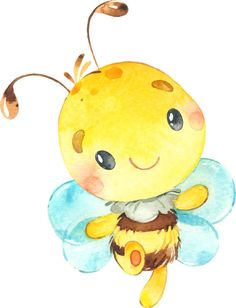 a watercolor drawing of a little bee