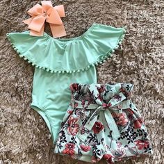 Summer Shorts Outfits, Baby Boutique Clothing, Fashionable Baby Clothes, Ruffle Romper, Shorts Summer, Trendy Baby