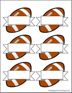 an image of footballs with ribbons and banners on the side for game day or super bowl party