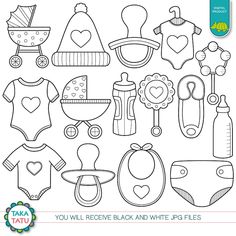 the baby items coloring page is ready to be used for your child's project