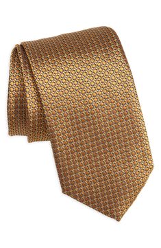 A jacquard of tonal geometric shapes textures a tie crafted for distinction and versatility from pure Italian silk. 3 1/4" width; 57" length 100% silk Spot clean Made in Italy Luxury Patterned Ties For Business, Luxury Patterned Business Ties, Luxury Neckwear For Office, Classic Patterned Neckwear For Business, Luxury Silk Ties For Office, Elegant Patterned Neckwear For Formal Occasions, Elegant Formal Patterned Neckwear, Luxury Silk Neckwear For Business, Luxury Silk Mark Certified Ties For Business