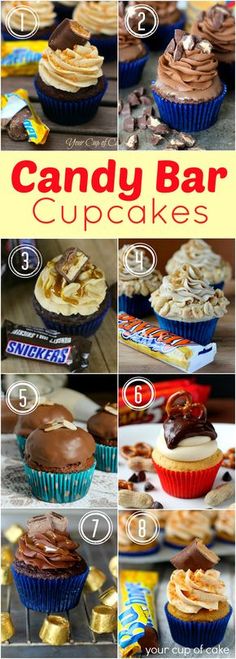 the steps to making candy bar cupcakes