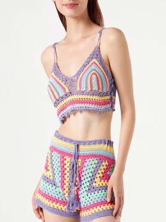 Crochet cotton topMulticolor pattern100% handmadeAdjustable strapsMultisize fit100% cotton Crochet Cotton Top, Multicolor Crochet, Crochet Shorts, Print Swimwear, Saint Barth, Sleeveless Tops, Cotton Top, Yoga Wear, The Chic