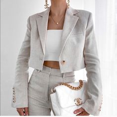 New With Tag Bloggers Favorite 2556/785 B1 Tan Suits, Zara Limited Edition, Fav Color, Crop Blazer, Woven Jacket, Long Blazer, Pink Blazer, Cropped Blazer, Blazer And Shorts