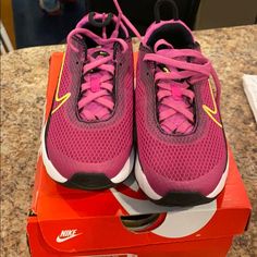 Brand New Girls Nike Air Max 2090 Hyp Sun Nike Air Max 2090, Air Max 2090, Girls Nike, Kids Nike, New Girl, Pink Yellow, Air Max, Kids Shoes, Nike Air Max