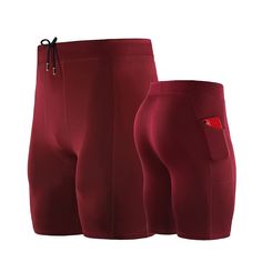 2 pairs of men's boxer shorts with pockets and drawstrings in red