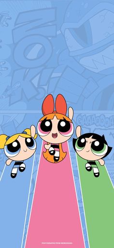 the powerpuff girls wallpapers are all lined up in different colors and sizes