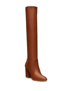 Stuart Weitzman Yuliana 85 Block Heel Slouch Boots Luxury Knee-high Boots With Leather Sole For Formal Wear, Elegant Brown Knee-high Boots, Elegant Brown Square Toe Knee-high Boots, Luxury Knee-high Boots With Reinforced Heel For Formal Occasions, Elegant Brown Knee-high Boots With Square Toe, Luxury Knee-high Boots With Reinforced Heel For Formal Events, Luxury Formal Knee-high Boots With Round Toe, Luxury Formal Knee-high Boots With Reinforced Heel, Elegant Brown Knee-high Boots For Formal Occasions