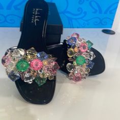 Beautiful Sandals To Go Out Or A Beach New Multicolor Flat Sandals For Parties, Multicolor Synthetic Sandals For Evening, Evening Multicolor Synthetic Sandals, Summer Party Slip-on Jelly Sandals, Beautiful Sandals, Nicole Miller, Go Out, Women's Shoes Sandals, Shoes Sandals