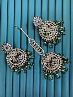 Over size mirror earring tikka. Comes in 10 differently color. High quality, light weight and glass bead work. Rani Pink, Over Size, Pastel Yellow, Teal Green, Gold Beads, Glass Bead, Emerald Green, Bead Work, Pink Purple