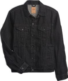 Gap Fall Outerwear With Patch Pockets, Gap Outerwear With Patch Pockets For Fall, Black Denim Jacket With Patch Pockets, Classic Washed Black Denim Jacket For Fall, Gap Cotton Outerwear For Streetwear, Gap Denim Jacket With Pockets For Fall, Gap Relaxed Fit Long Sleeve Denim Jacket, Gap Relaxed Fit Medium Wash Denim Jacket, Gap Relaxed Fit Denim Jacket