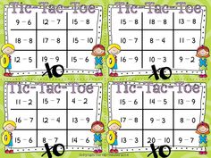 four different times and numbers to be used for the addition game, which includes two rows with