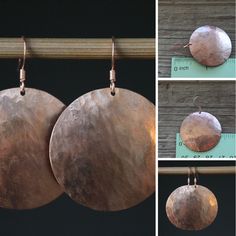 Single Copper Drop Earring, Round Festival Earrings, Single Round Earring For Festival, Handmade Copper Circle Earrings, Circular Festival Earrings With Hooks, Artisan Bronze Round Earrings, Copper Drop Earrings For Festivals, Copper Drop Earrings For Festival, Nickel-free Copper Circle Earrings