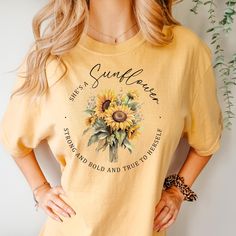 Sunflower Shirt, Comfort Colors Graphic Tshirt for her, Retro Boho Shirt for Women, mental health shirt, sunflower gifts for friend Sunflower Graphic, Wedding Wine Gift, Gifts For Friend, Radiate Positivity, Yellow Tees, Sunflower Gifts, Sunflower Shirt, Boho Shirt, Boho Shirts