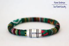 Men's Bracelet in Tribal Rasta Green Pattern. by SeaRanchJewelry Handmade Green Braided Hippie Bracelets, Handmade Green Hippie Braided Bracelets, Bohemian Green Braided Bracelets For Festivals, Green Bohemian Braided Bangle Bracelet, Bohemian Green Braided Bangle Bracelet, Everyday Bohemian Woven Bracelets, Green Bohemian Braided Bracelets For Everyday, Everyday Green Bohemian Braided Bracelets, Green Bohemian Bangle Friendship Bracelets