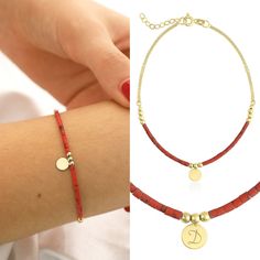 14k Gold Red Coral bracelet is sutiable for daily use and formal wear. This zodiac jewelries are perfect for you to carry both your style and the spirit with you. If you interested Zodiac, I bet you know what are these natural stones and what they do! All beads this elegant and delicate bracelet has are made of solid gold and natural stone. Chain including inside part of beads is also 14k Gold so this necklace would be the perfect gift for your loved ones! Let Red Coral touch your life... One letter or number can be stamped on gold coin at the center if you want. Please note your personalization during checkout. Turquoise Natural Stone Bracelet is also avaliable; https://www.etsy.com/listing/1345770398/ Lapis Lazuli Natural Stone Bracelet is also avaliable; https://www.etsy.com/listing/989 Red Name Bracelet With Letter Beads For Gift, Red Jewelry With Gold Beads For Gifts, Red Bracelets With Tiny Beads As Gift, Elegant Red Bracelets With Gold Beads, Red Polished Beads Bracelet As Gift, Red Polished Beads Bracelet For Gift, Red Jewelry With Round Letter Beads, Red Letter Beads Jewelry, Dainty Polished Bead Bracelets For Gifts