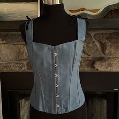 Adjustable Denim Bustier, New In Package. Didn’t Fit Me. Can Be Adjusted At Straps And Back. Stiff Boning. 15” Across Laying Flat This Item Is From A Smoke-Free Home. Please Contact Me With Any Questions. Spring Blue Denim Corset, Casual Denim Blue Cotton Corset, Sleeveless Denim Blue Corset For Summer, Denim Blue Summer Corset, Casual Blue Cotton Corset, Casual Blue Summer Corset, Casual Blue Corset For Summer, Fitted Denim Corset In Medium Wash, Fitted Medium Wash Denim Corset