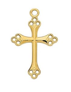 Cross in Gold Over Sterling Silver with 18 inch Gold Plated Chain Silver Ring Designs, Wholesale Silver Jewelry, Sterling Silver Cross Pendant, Silver Cross Pendant, Hail Mary, Silver Wedding Rings, White Gold Jewelry, Sterling Silver Cross, Sea Glass Jewelry