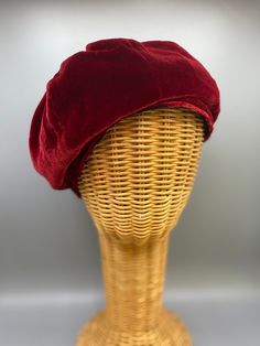 My most popular hat, the rayon/silk velvet beret, is now available in a deep red as well as black. This velvet is very soft and has a beautiful drape. Each hat is lined with a cotton fabric, usually batik. As with all my hats, I use a cord with a cord stopper for size adjustment. The hat will fit head sizes from about 22 inches to 25 inches. Message me if your size is smaller or larger than that and I will adjust for it. Dry cleaning is recommended. Popular Hats, Red Beret, Red Lake, Velvet Hat, Beautiful Drapes, Beautiful Hats, Silk Velvet, Deep Red, Natural Fibers