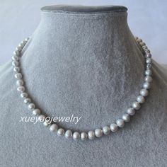 Welcome to my shop my dear friend. I hope you will like my jewelry, and most of my jewelry are made by myself. Please see the detail for this item: Pearl Jewelry: necklace material: cultured freshwater pearl Size: around 7+-0.5 mm Pearl Color:  gray Surface: with few flaws About shipping: I will send out your orders as soon as I can. Usually the parcel will take about 8-18 business days arrive. Sometimes maybe have a little delay. As seller, I really hope you can receive your parcel the earlier the better. Any questions, please feel free to contact me! Please make sure the address is correct before placing an order Thanks for looking! Happy time! Gray Pearl Necklace For Gifts, Gray Pearl Necklace For Gift, Gray Round Pearl Jewelry, Gray Single Strand Pearl Necklace As Gift, Elegant Gray Round Pearl Necklace, Gray Pearl Necklace, Grey Pearl Necklace, Pearl Jewelry Necklace, My Dear Friend