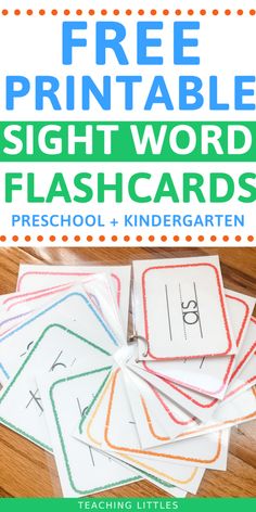 free printable sight word flashcards for preschool and kindergarts to practice letter recognition