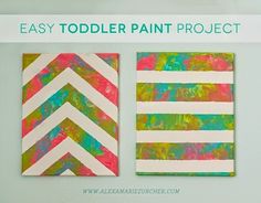 two canvass with different patterns on them and the text toddler canvas paint project