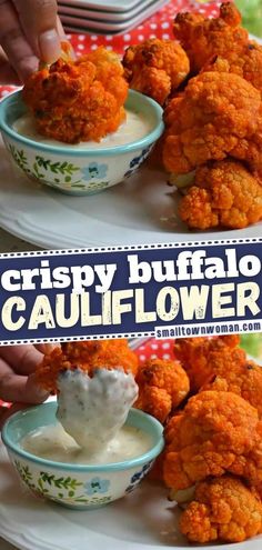 crispy buffalo cauliflower is an easy appetizer to make for dinner