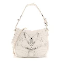 This is an authentic GUCCI Calfskin Techno Horsebit Large Flap in White.  This roomy shoulder bag is an example of Gucci craftsmanship and design. Crafted of pebbled leather, the flap features an intricate patchwork of leather and silver nickel ornamental hardware including a horsebit detail. The shoulder strap has an intricate woven design, complimented by two longer optional leather straps.  The flap opens to a natural linen interior with organizational pockets.  This is an excellent everyday Linen Interior, Woven Design, Everyday Luxuries, Natural Linen, Pebbled Leather, Luxury Bags, Calf Skin, Leather Straps, Shoulder Strap