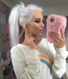 Fabulous Fur: Light Pink · AiCandyBling · Online Store Powered by Storenvy Grey Hair At 40, Grey Hair Wig, Cool Hair, How To Wear A Wig, Grey Wig, Straight Lace Front Wigs, Platinum Blonde Hair