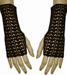 two hands with black lacy gloves on them