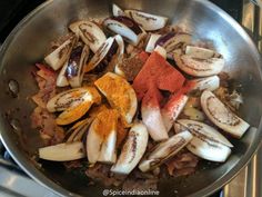 the food is prepared and ready to be cooked in the pot on the stove top