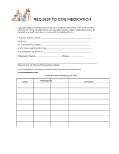 the request to give medication is shown in this document, which contains information about medications