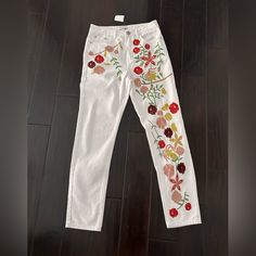 Brand New With Tags. Says Size 8, But I Am A Size 6 And They Do Not Fit So I Am Assuming They’re More Like A Size 4. Casual Multicolor Floral Embroidered Bottoms, Casual Multicolor Floral Embroidery Bottoms, White Floral Embroidery Bottoms For Spring, Spring Embroidered Multicolor Bottoms, Cotton Bottoms With Multicolor Embroidery For Spring, Multicolor Floral Embroidered Bottoms For Spring, Spring Multicolor Floral Embroidered Bottoms, Jean Ideas, Boho Pants