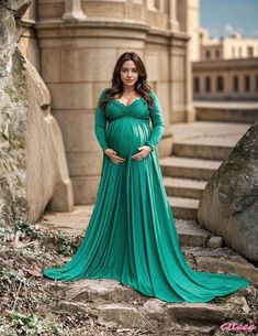 Qteee - Silk-Sheen Cotton Maternity Gown with Trail and Flared Hem - Stylish Photography Dress White Evening Gowns, Maternity Gown, Short Gowns, Maternity Gowns, Maternity Portraits, Tie Waist Dress, Pregnancy Maxi Dress, Long Haul, Long Gown