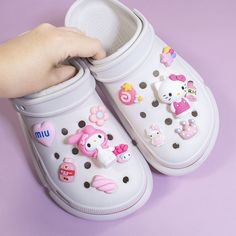 Elevate your DIY projects with these adorable 10pcs Sanrio Crocs Accessories! 🐾 🌟 Unleash Your Creativity: Essential for adding a touch of cuteness and personality to your Crocs. Perfect for customizing your footwear with lovable and fun accessories. ✨ Superior Quality: Crafted with precision to ensure top-notch quality. These Sanrio Crocs accessories capture the essence of Kawaii with exceptional craftsmanship. 💫 Versatile and Flexible: Open the door to endless creative possibilities with th Customizable White Novelty Craft Supplies, Cute White Craft Supplies, Cute Customizable White Craft Supplies, White Novelty Craft Supplies For Gifts, Novelty White Craft Supplies For Gifts, Pink Customizable Craft Supplies, Cute Customizable Multicolor Craft Supplies, Customizable Pink Craft Supplies, Customizable Pink Craft Supplies For Crafting