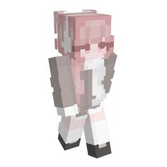 an image of a pixellated character in pink and white clothes, standing with his hands behind his back