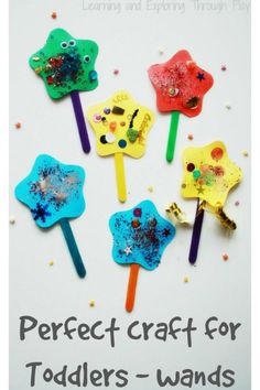 colorful popsicles with the words perfect craft for toddlers - wands on them