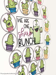 we are one share bunch stickers with cactus and cacti