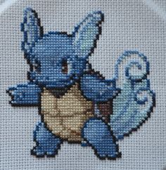 the stitching is done to look like an animal with blue and yellow colors on it