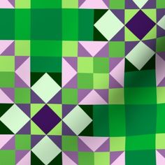 a green and purple checkered pattern with white squares on the bottom right corner is shown