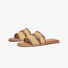 Elevate your vacation vibes with these stylish BeauToday slippers! Crafted from luxe calfskin and featuring a gorgeous woven design, they'll keep your leisure look on point for your next getaway. Strut in style! Upper Material: Calfskin Outsole Material: Rubber Insole Material: Microfiber Heel height: 1.1 cm Brown Slide Slippers For Vacation, Luxury Brown Slippers For Summer, Luxury Brown Slippers With Textured Sole, Brown Slide Slippers With Branded Insole, Brown Summer Slippers With Buckle Closure, Mens Sandals Fashion, Sustainable Shoes, Shoes 2023, Pretty Sandals