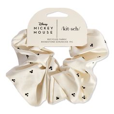 Mickey/ Minnie x Kitsch Recycled Fabric Rhinestone Scrunchie - MICKEY & MINNIE RHINESTONE SCRNCH CREAMFeaturesSilky, frictionless satin protects against frizz, tangles & tugging on your hairGreat for all hair typesOEKO-TEX Certified: This certifies that our satin is safe, sustainable, and environmentally friendly. - Mickey/ Minnie x Kitsch Recycled Fabric Rhinestone Scrunchie Hair In A Ponytail, Oversized Scrunchie, Sugarpill Cosmetics, Lip Primer, How To Clean Makeup Brushes, A Ponytail, Wide Headband, Cool Pins, Fabric Bows