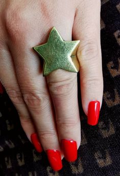 This stunning gold brass Star ring is a perfect gift for someone special 🌝💫 Vintage Star Shaped Rings For Gifts, Handmade Gold Star Rings, Handmade Star-shaped Gold Rings, Gold Star-shaped Ring For Formal Occasions, Vintage Star-shaped Rings For Gift, Handmade Gold Star-shaped Ring, Heirloom Yellow Gold Star-shaped Ring, Star-shaped Yellow Gold Rings As Gifts, Adjustable Gold Star Ring