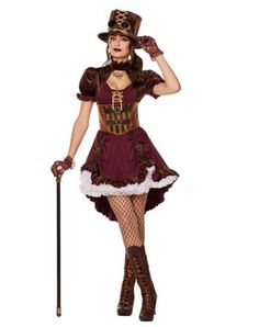 a woman wearing a costume and holding a cane