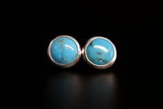 Large Round Blue Kingman Turquoise Sterling Silver Studs Post | Etsy Everyday Sterling Silver Cabochon Jewelry, Modern Turquoise Sterling Silver Jewelry, Blue Sterling Silver Earrings With Polished Finish, Blue Cabochon Sterling Silver Earrings, Minimalist Turquoise Sterling Silver Jewelry, Silver Threader Earrings, Boho Minimalist, Royston Turquoise, Statement Ring Silver