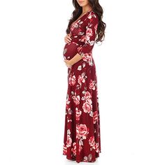 COTTNBABY Maternity V-neck Floral full print Longline X Long-sleeve Dress - PrettyKid Nursing Maxi Dress, Fashion Vibes, Pregnancy Maxi Dress, Cute Rompers, Sleeveless Floral Dress, Lace Romper, Blue Tie, Blue Tie Dye, Maternity Dress