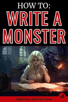 the cover of how to write a monster book with an image of a woman sitting at a table