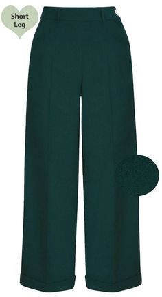 We're proudly introducing these classic high-waisted wide-leg trousers, made here in the UK. Inspired by glamorous Hollywood actresses Marlene Dietrich and Katherine Hepburn, these trousers are designed to flatter all body shapes. The high-waisted design cinches the waist. Plus, the darts at the back flatter your curves and lengthen your legs. Our design features practical pockets at the front, and we use the best zipper for a smooth and reliable closure. The button detail is made from beautiful High Waist Wide Leg Trousers, Katherine Hepburn, Marlene Dietrich, Bottle Green, Pantalon Large, Mixing Fabrics, High Waisted Trousers, Button Detail, Wide Leg Trousers